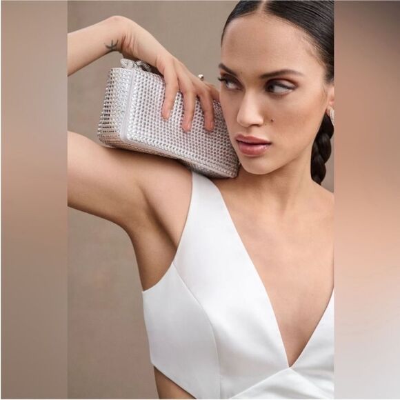 Sachin & Babi Sierra V-Neck Cutout Satin Dress by BHLDN NWT 2 - Picture 10 of 12